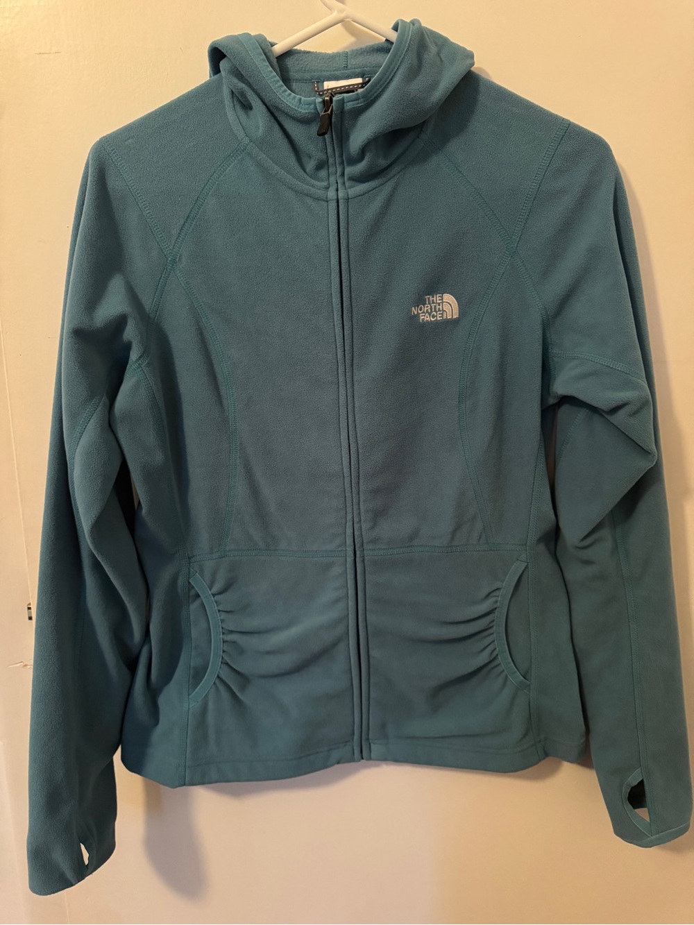 The North Face Women's Teal Zip Hoodie Fleece Jacket